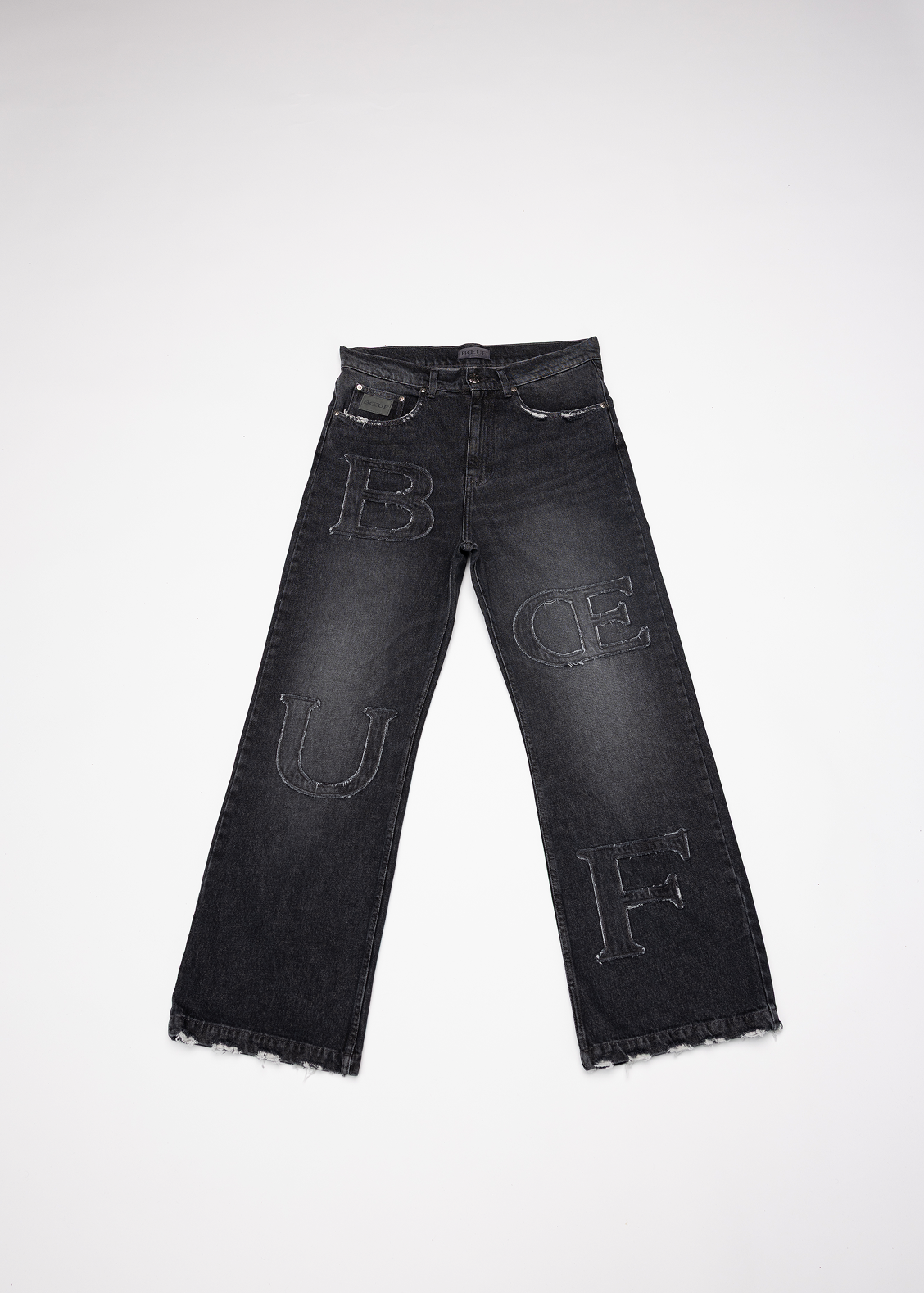 Boeuf Official Patch Jeans Herren mit Patches und Lederdetails, High Fashion Zürich